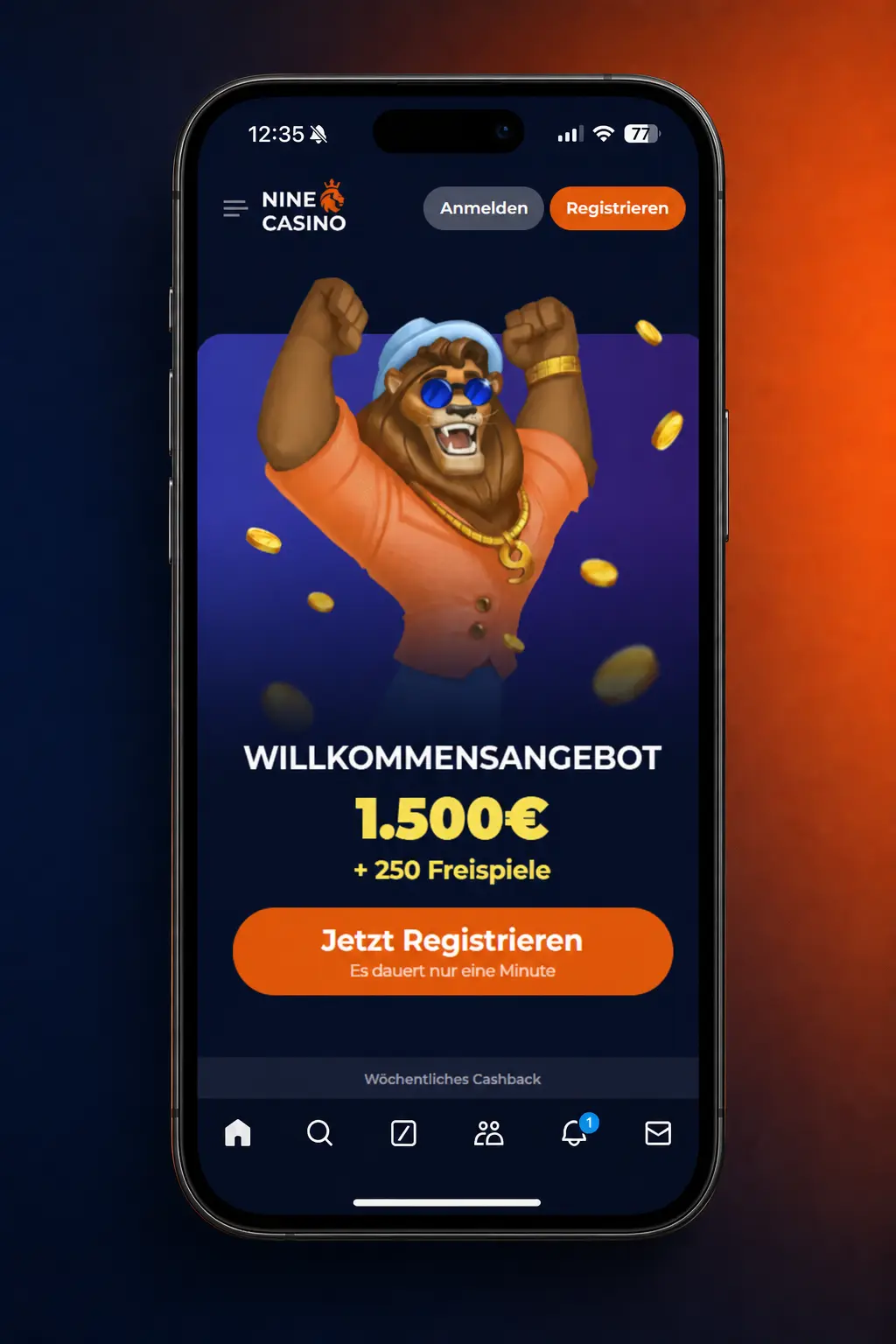 Erste Wette bei Nine Casino im Wettbereich