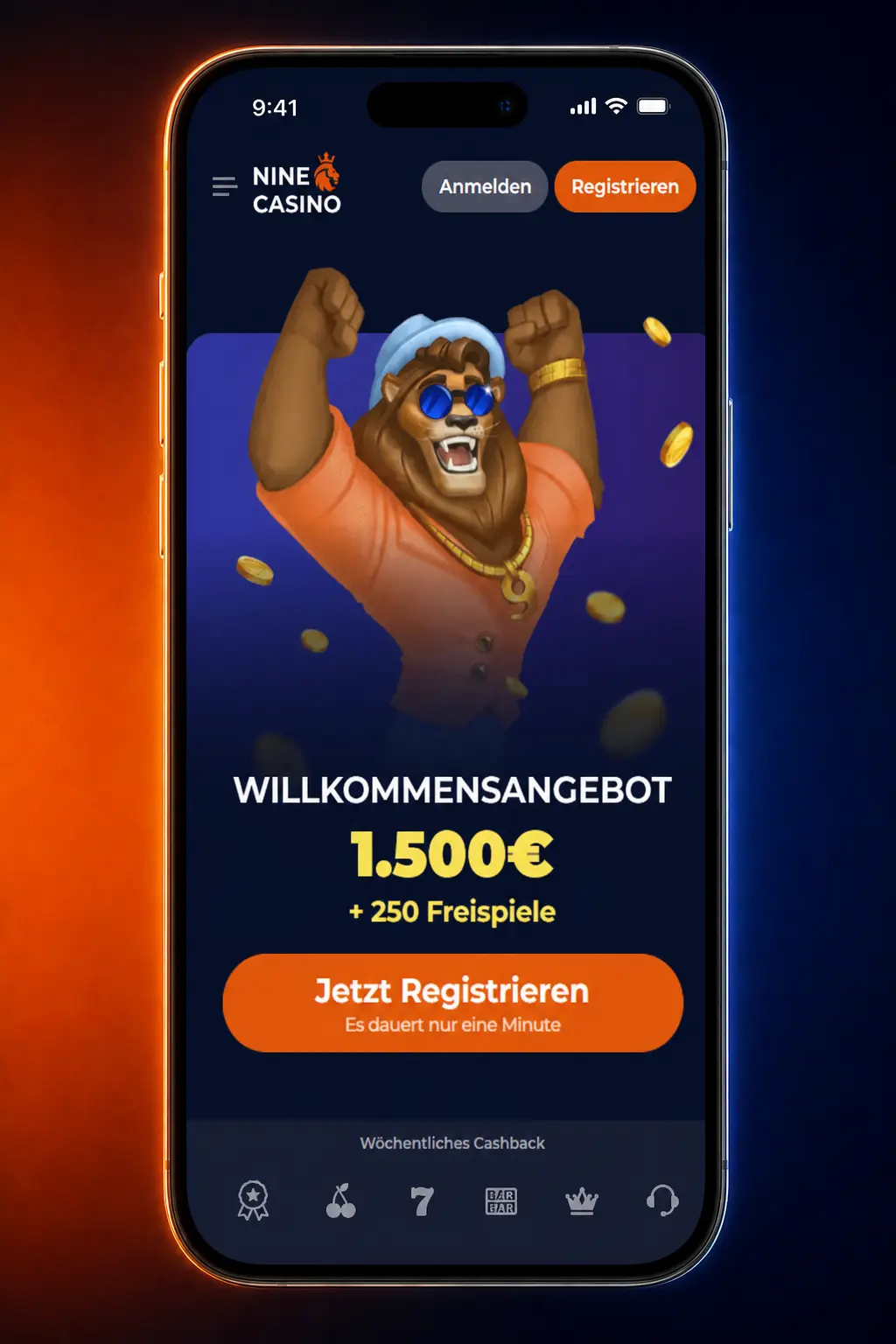 Anleitung zur ersten Sportwette bei Nine Casino mit Quote, Einsatz in EUR und Wettscheinprüfung