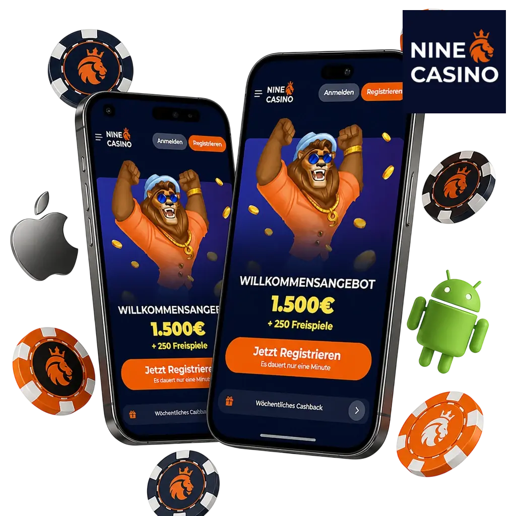 Nine Casino App auf einem Smartphone