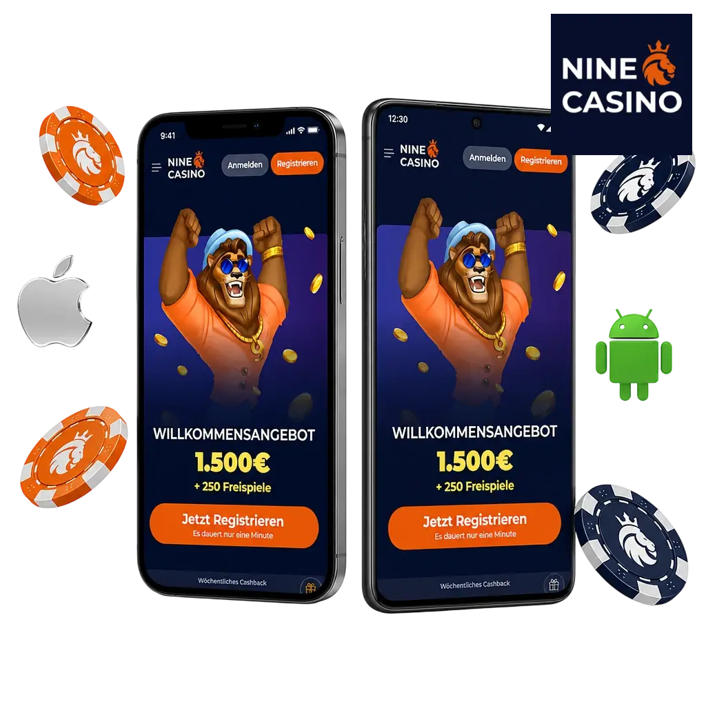 Nine Casino App auf einem Smartphone